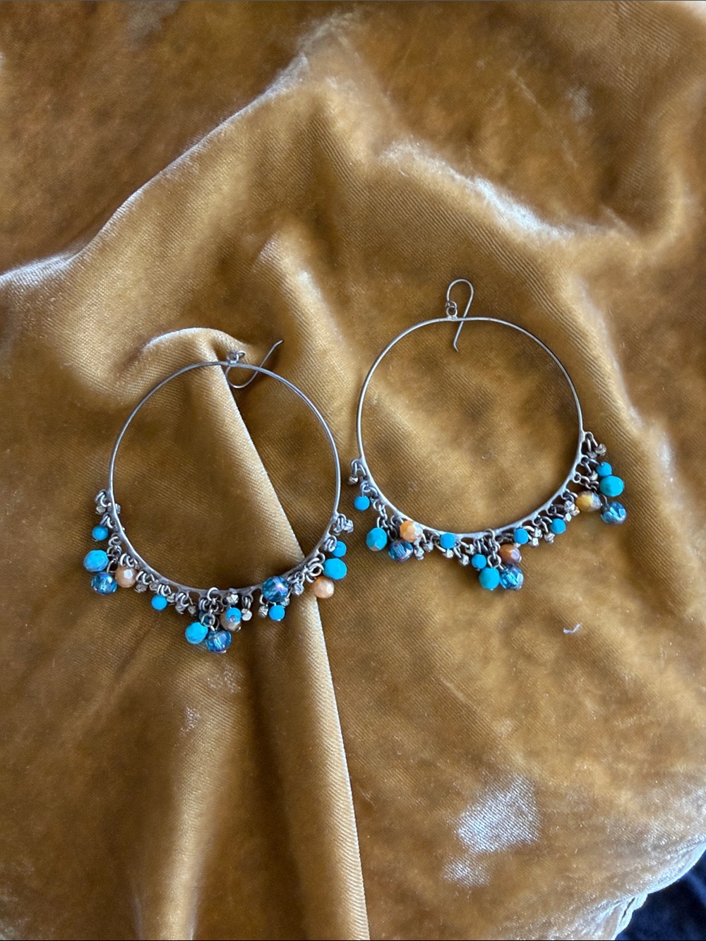 Turquoise Bead Hoop Earrings - Women Jewelry